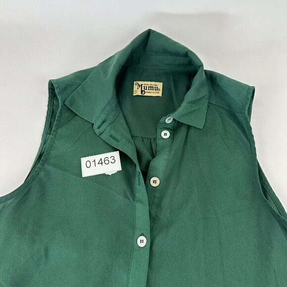 Show Me Your MuMu Womens Blouse Small Green Sleeveless Button Up - Picture 3 of 8
